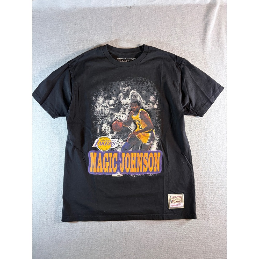 Mitchell‎ & Ness Magic Johnson Los Angeles Lakers Black Graphic T-Shirt Mens L